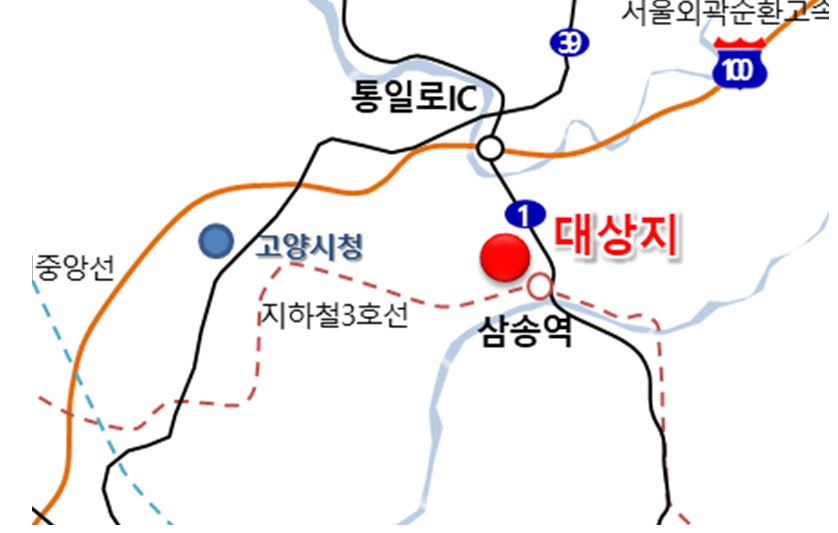 ▲ 국유지 토지개발사업 대상지로 선정된 고양시 구 삼송초 위치.