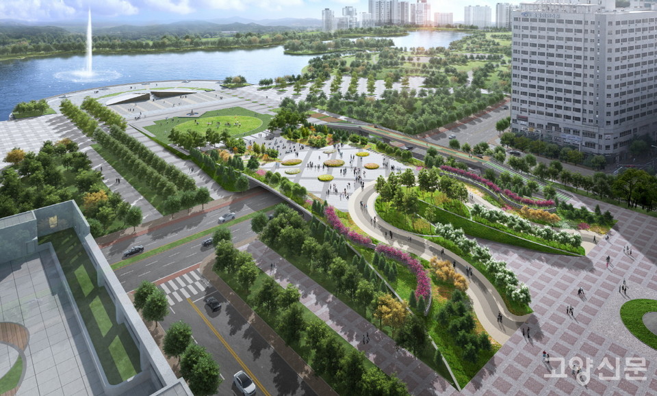 ▲ 호수공원과 일산문화공원을 연결하는 초대형 육교 조감도. 내년 7월 착공, 2022년 2월 완공 예정이다.