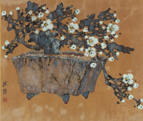 1970년대 작품 '청매'. 크라프트지에 채색, 먹. 