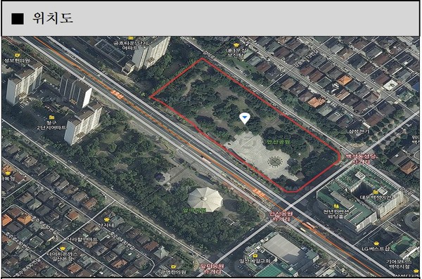 신축되는 일산동구 보건소 위치는 백석동 1195번지 현 안산근린공원 내에 있다.