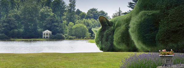 영국 화가 리차드 선더스의 토피어리 고양이 작품. 일산호수공원과 주요 관광지에 이와 같이 다양한 형상의 토피어리 정원을 만든다면 친환경·생태중심의 랜드마크로 작용하며 자연스레 고양시를 방문하는 관광객도 늘게 될 것이다. [사진출처 : www.facebook.com/topiarycat] 