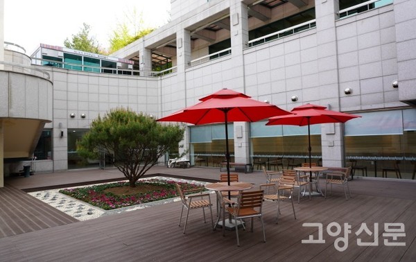 햇살과 바람을 도서관 전체로 배달해주는 중앙 정원. 