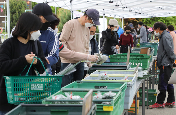 아침일찍 연 새벽시장 '호수장터'에는 많은 시민이 찾았다.