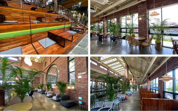 고객들과 모두의 안전을 위해 테이블과 테이블 사이는 큰 식물과 투명 칸막이로 거리를 두도록 했다.