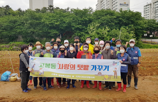 고봉동 지역사회보장협의체가 관내 유휴지 텃밭에 고구마 모종을 심었다. 10월중 수확해 지역의 어려운 이웃을 위해 전달될 예정이다.