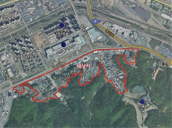 ▲ 고양시 덕양구 동산동 자연마을에 민간도시개발 사업이 추진되고 있다.