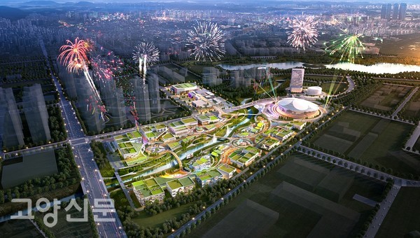 ▲ 일산 CJ라이브시티 전체 조감도. 주변으로 일산호수공원, 킨텍스 전시장, 방송영상밸리, 일산테크노밸리가 자리하고 있다.