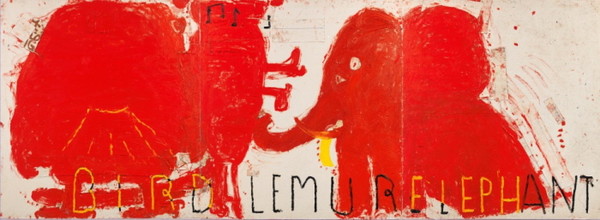 이변 전시를 대표하는 작품인 'Red Painting Bird, Lemur & Elephant'