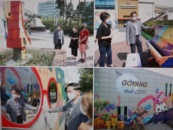 이재준 고양시장이 SNS에 올린 사진. 스머프 집 같은 모양으로 꾸민 것이 메타세쿼이아 잘린 몸통이다.