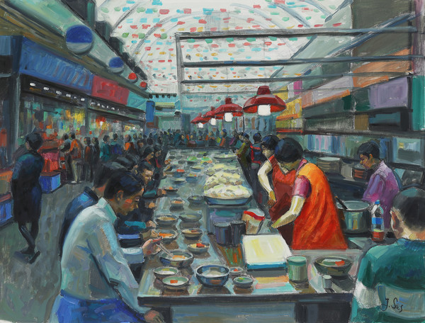  헤수스 수스 몬따예스, 광장시장1, 2020, 캔버스에 유채, 89×116cm