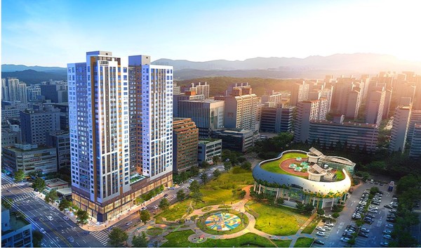 242실 모집에 7390건이 접수되며 평균 30.54대 1의 경쟁률을 기록한 ‘고양 화정 루미나’ 오피스텔 조감도.