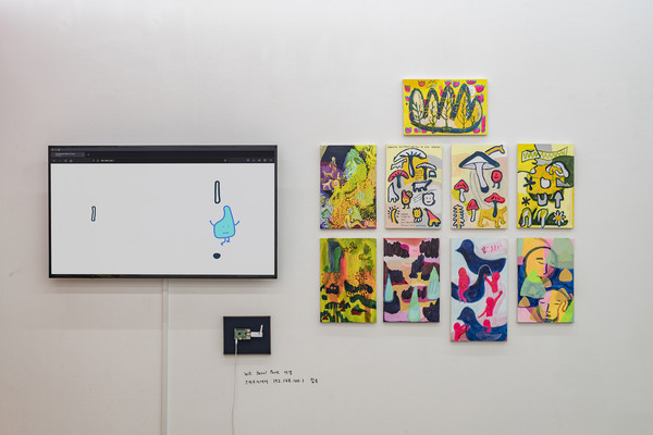 분산된 돌봄의 웹_ 가든.로컬 1.0, 아트선재센터 《시-코드-실》 전시 전경. 2021. 사진_ 홍철기