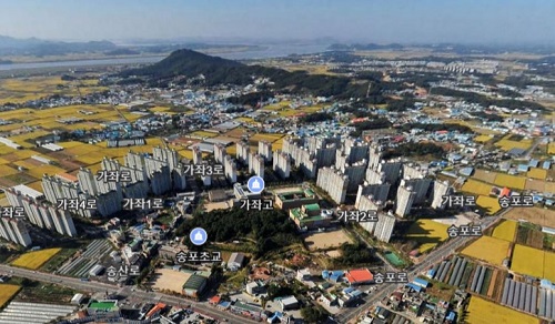 ▲ 일산서구 가좌마을 인근에서 바라본 파주 교하 방향 항공사진. 