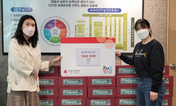대화동이 저소득 위기가구의 경제적 부담을 덜고 희망 메시지를 전달하고자 꾸러미를 후원했다.