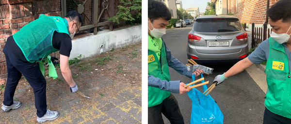 봉사활동에 참석한 고양시새마을회 관계자들은 마을 구석구석을 청소했다.