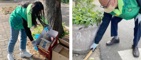 깔끔하게 마무리하는 고양시새마을회 회원들.