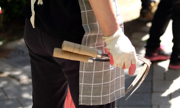 한 손의 호미. 마을숲을 가꾸기 위해 꼭 필요한 도구다.