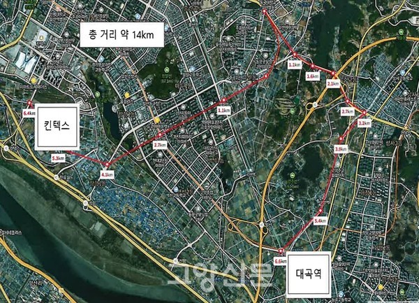고양시의회 신교통대책특별위원회 활동결과보고서에 담겨있는 신규 트램 제안 노선. 시의회는 국토부가 기존에 발표한 ‘대곡~고양시청~식사동’ 노선에 더해 ‘식사동~백마역~마두역~장항주택지구~방송영상밸리’를 연결하는 신규노선을 제안했다.