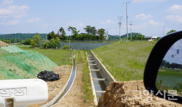 공릉천 하구 우안지구 배수로. (2022년 6월)