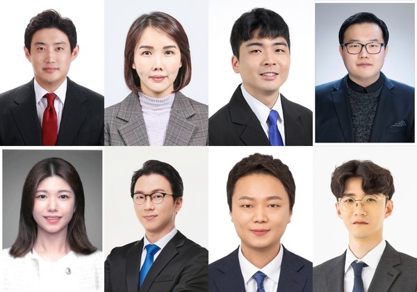 (사진 왼쪽부터 시계방향으로) 국민의힘 이상원 도의원, 국민의힘 이인애 도의원, 민주당 정동혁 도의원, 국민의힘 박현우 시의원, 국민의힘 천승아 시의원, 민주당 권용재 시의원, 민주당 최규진 시의원, 민주당 최성원 시의원