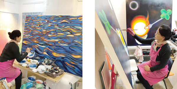 작업에 몰두하고 있는 이두선 작가