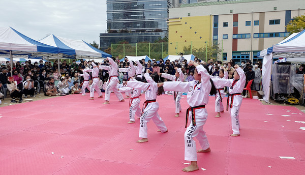 지역 내 태권도 시범단의 공연은 큰 박수를 받았다.