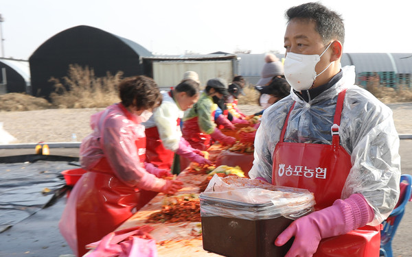 오영석 농협 고양시지부장도 직원들과 김치담그기에 동참했다.