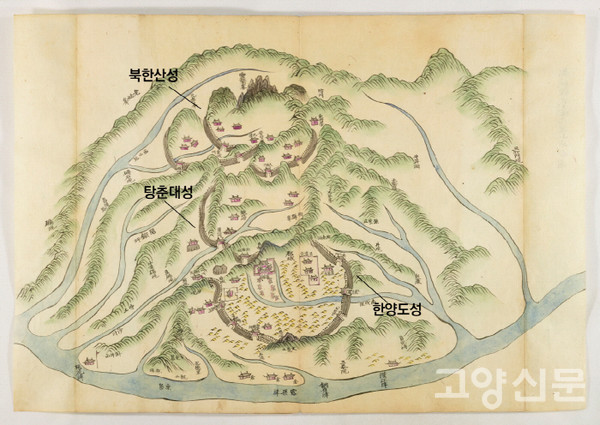 ‘도성연융북한합도’의 북한산성-탕춘대성-한양도성 [이미지제공=고양시]