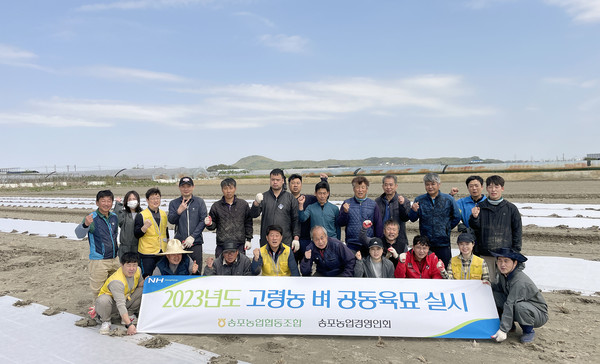 송포농협이 고령 농가의 일손부족 해소와 고품질 벼 생산을 위해 고령농 벼 공동육묘를 진행했다.