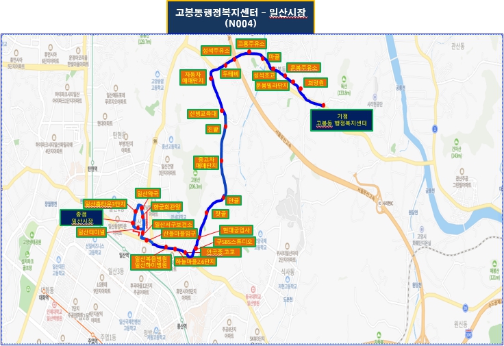 N004(고봉동행정복지센터↔일산시장) 노선