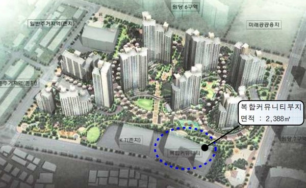 2026년 6월 개관될 예정인 원당복합커뮤니티센터 위치도.