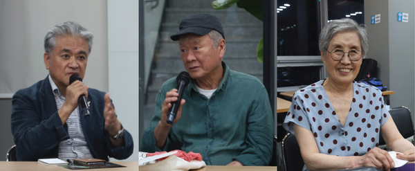 (사진 왼쪽에서부터) 정범구 전 주독일대사, 김훈 소설가, 문은희 한국알트루사 여성상담소장.