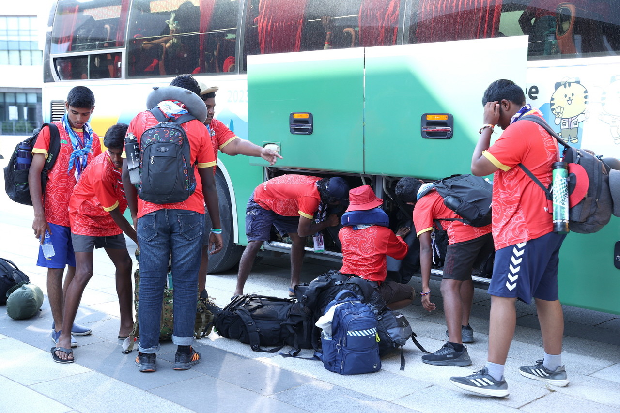 8일 잼버리 대원 500며 명이 고양시 3개 시설에 도착했다[사진제공=고양시]