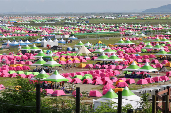 지난 4일 전북 부안군 잼버리공원에 조성된 2023 새만금 세계스카우트잼버리 야영장.[사진제공=오마이뉴스]