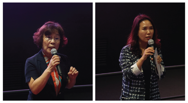 (왼쪽에서부터) 유시춘 EBS 이사장, 이경애 고양YWCA 사무총장.