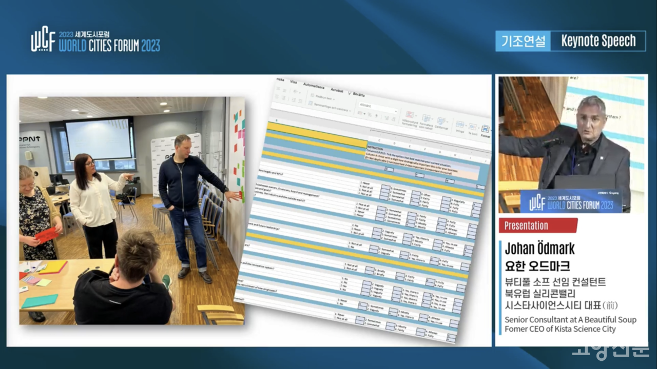 요한 오드마크 대표는 '스마트시티 개발을 위한 성공적인 생태계 촉진'을 주제로 기조연설을 진행했다.