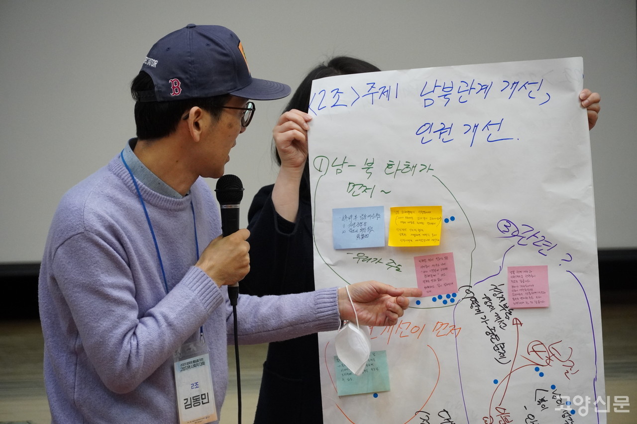 김동민 참가자가 2조 분임토의 결과를 발표하고 있다.