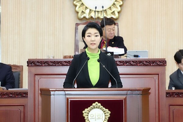 5분 자유발언을 진행 중인 고양시의회 손동숙 의원.