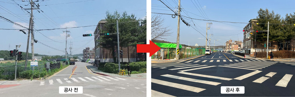 넓고 안전하게 정비된 박재궁마을 연결도로.