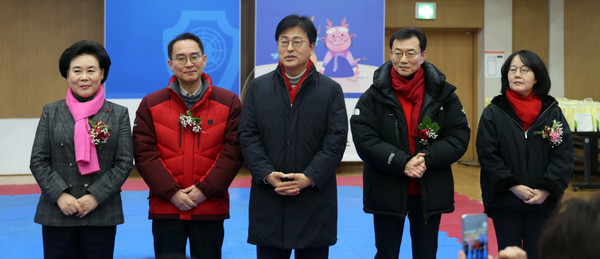 (왼쪽부터) 국민의힘 김필례·이상동·김종혁·장석환·김현아 예비후보.