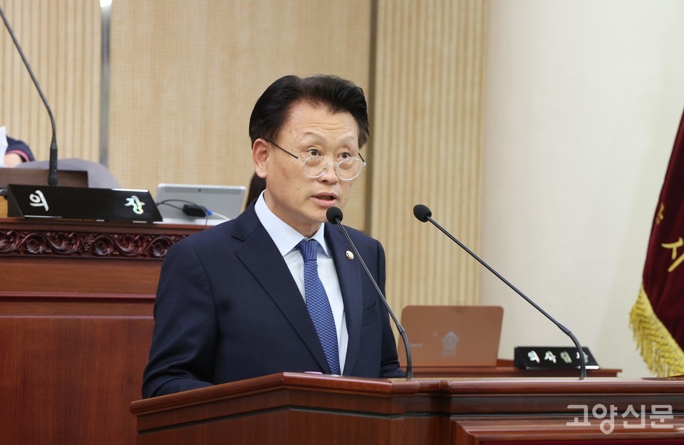 고양시의회 임시회에서 '5분 자유발언'을 하고 있는 김학영 시의원. 