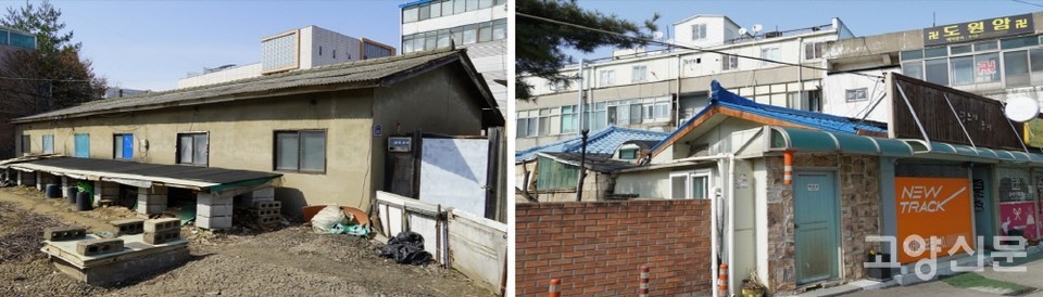 (왼쪽부터) 사슴농장 부속건물. 담장에 외부화장실이 배치된 구조를 보여주는 집.  