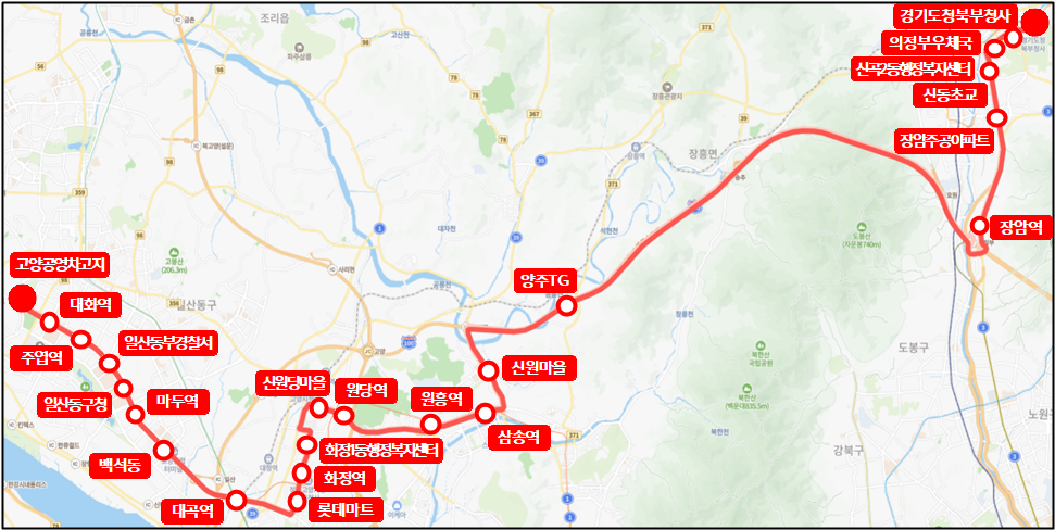고양공영차고지 ~ 경기도청북부청사 노선(3800번)