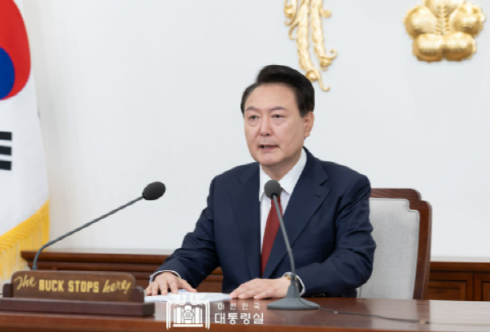 취임 2주년 연설에서 '3축 체계 구축'을 강조한 윤석열 대통령.