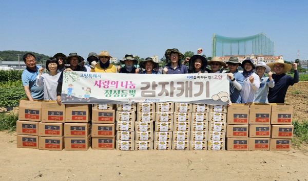 고봉동 주민자치회가 성석동 주민자치회 텃밭에서 감자를 수확해 어려운 이웃을 도왔다. 