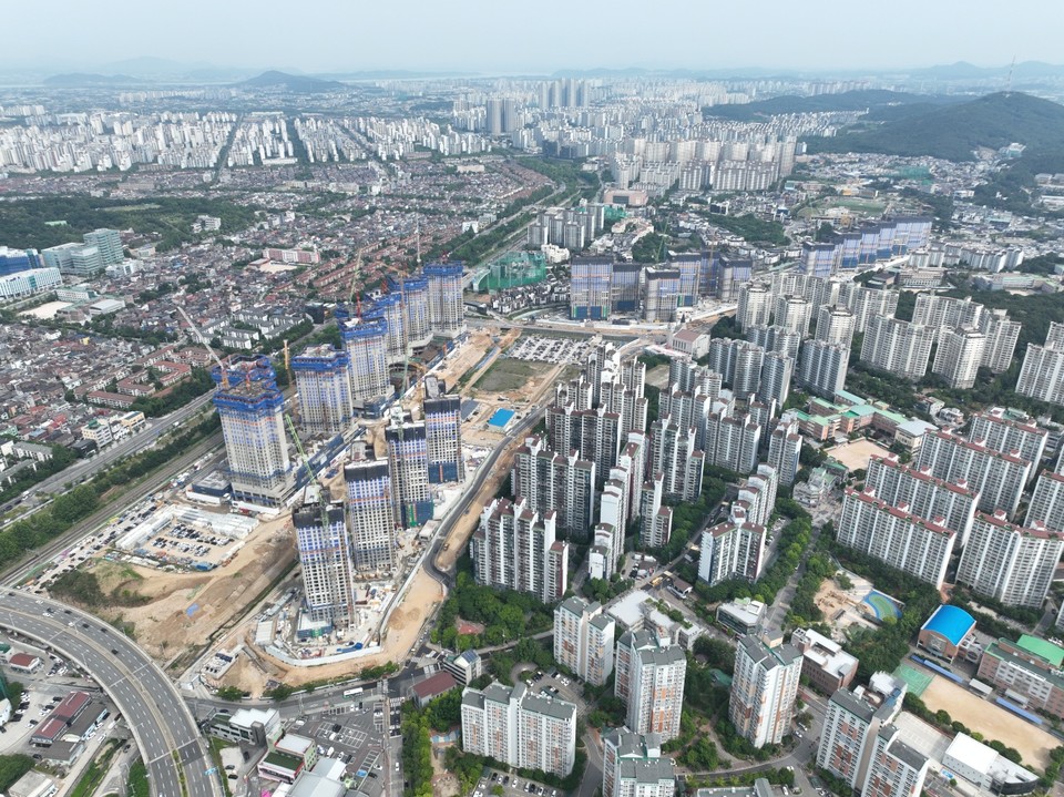 △풍동2지구 도시개발사업 구역 26일 기준 현장 드론 촬영 사진[사진제공 = P건설사] 