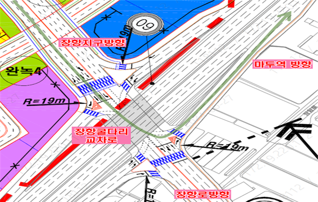 LH는 장항굴다리 교차로 개선공사가 8월 완료되면 교량 하부는 왕복 6차선이 되고 좌회전 구간은 2차로로 확장돼 정체가 다소 해소될 것이라고 전망했다. [사진제공=LH]