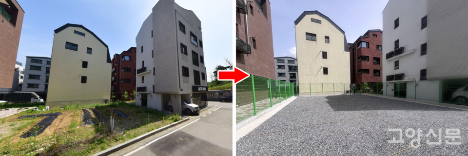 지축동 '우리동네 상생주차장'의 조성 이전과 이후 모습. 