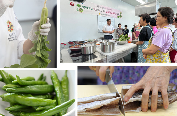 우상훈 조합장이 인사말을 전하고 있다. (왼쪽 위) 요리강좌 풍경.