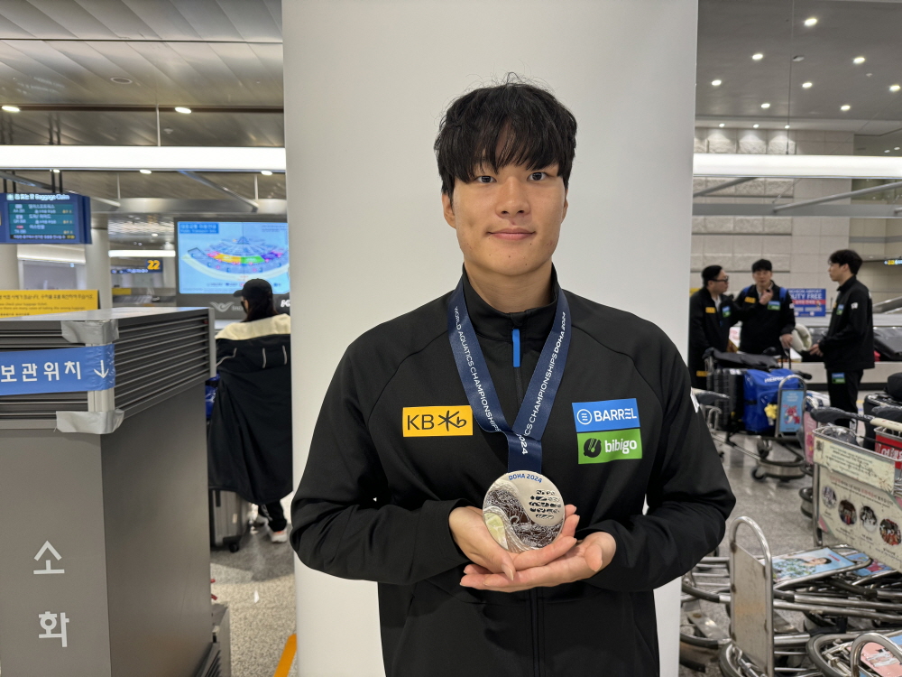 이유연이 세계수영선수권대회에서 은메달을 획득한 모습. [사진제공=고양시]